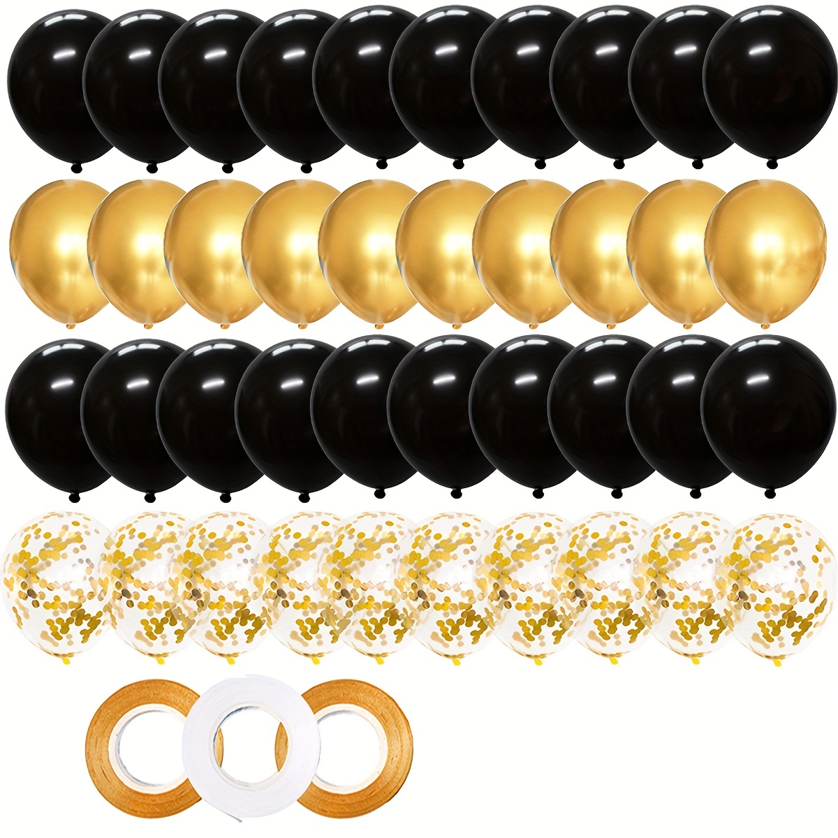 

40pcs, 12inch Golden Black Mixed Balloons And 3pcs Balloon Ribbons, Birthday, Graduation, New Years Party Decoration