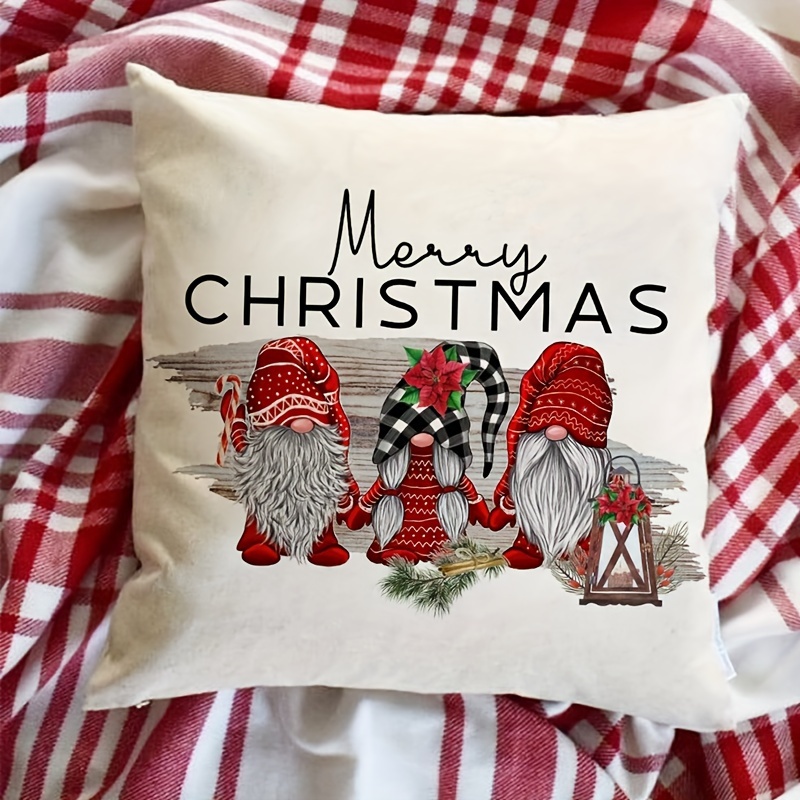 Merry Christmas Pillow Covers Black Stripes Flower Wreath - Temu