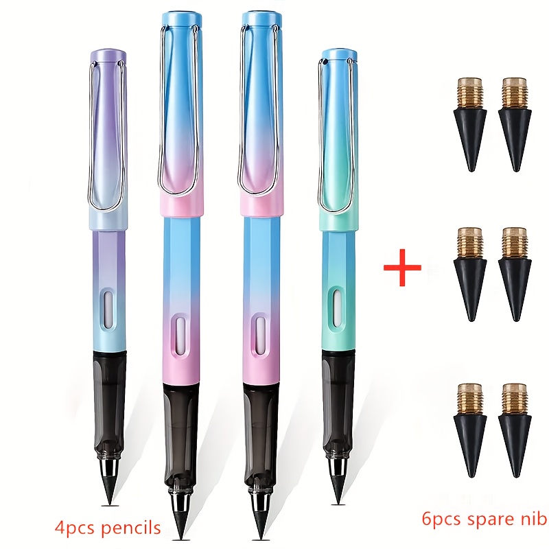6 Pcs Inkless Pencils Forever, Everlasting Pencil With 6 Pcs Replacement  Tips Infinite Pencil Inkless Pen Unlimited Writing Pen For Student Artist  Dra