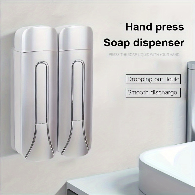 Dispensador de jabón montado en la pared doble Champú Acondicionador Gel de ducha Loción jabón para baño o cocina Plata