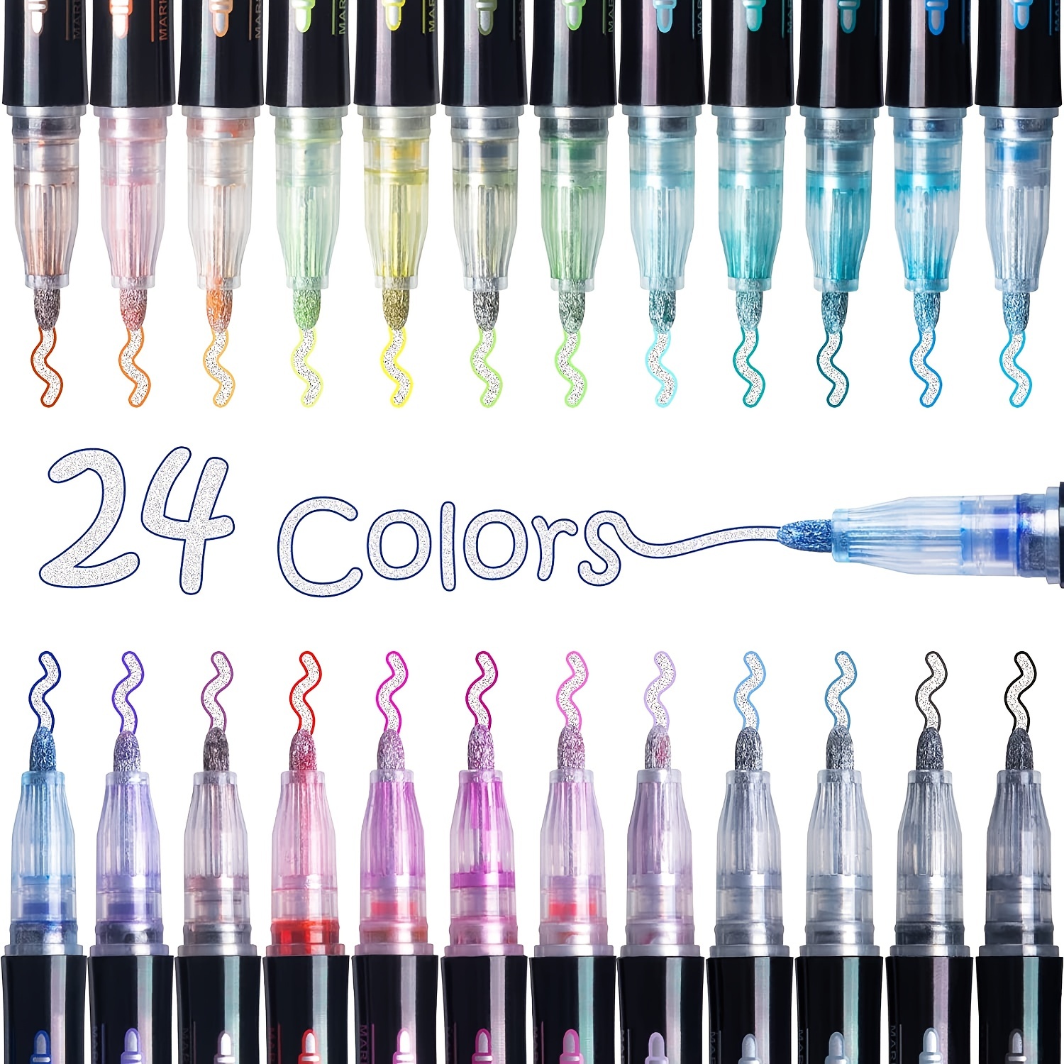  GAOSENLONK 12 Colors Outline Metallic Markers, Double Line  Paint Pens Self Outline Markers, for Drawing Coloring, Christmas Card  Writing，Birthday Greeting : Arts, Crafts & Sewing