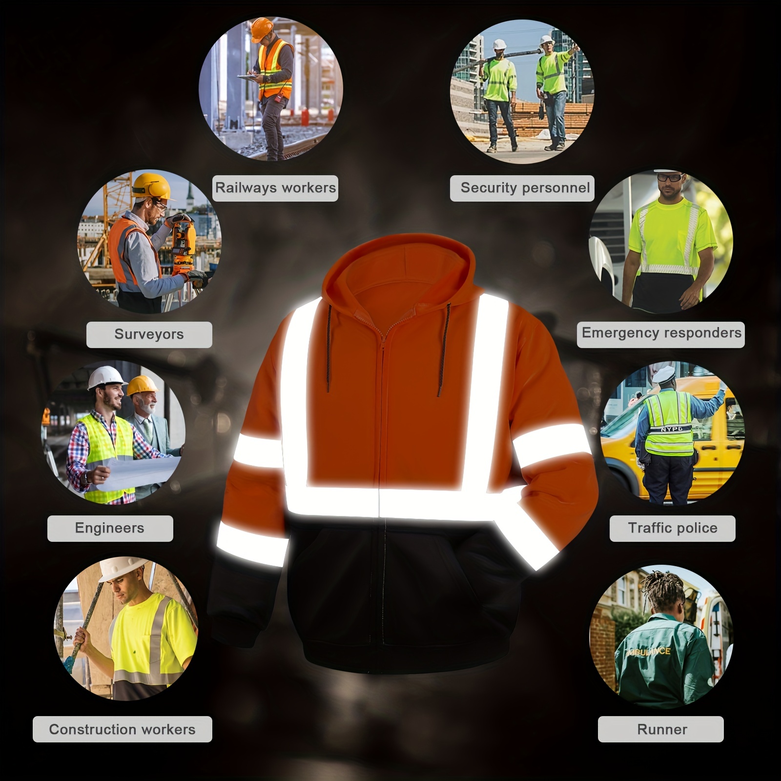 DPSAFETY safety jacket for men, Reflective high Visibility Hooded