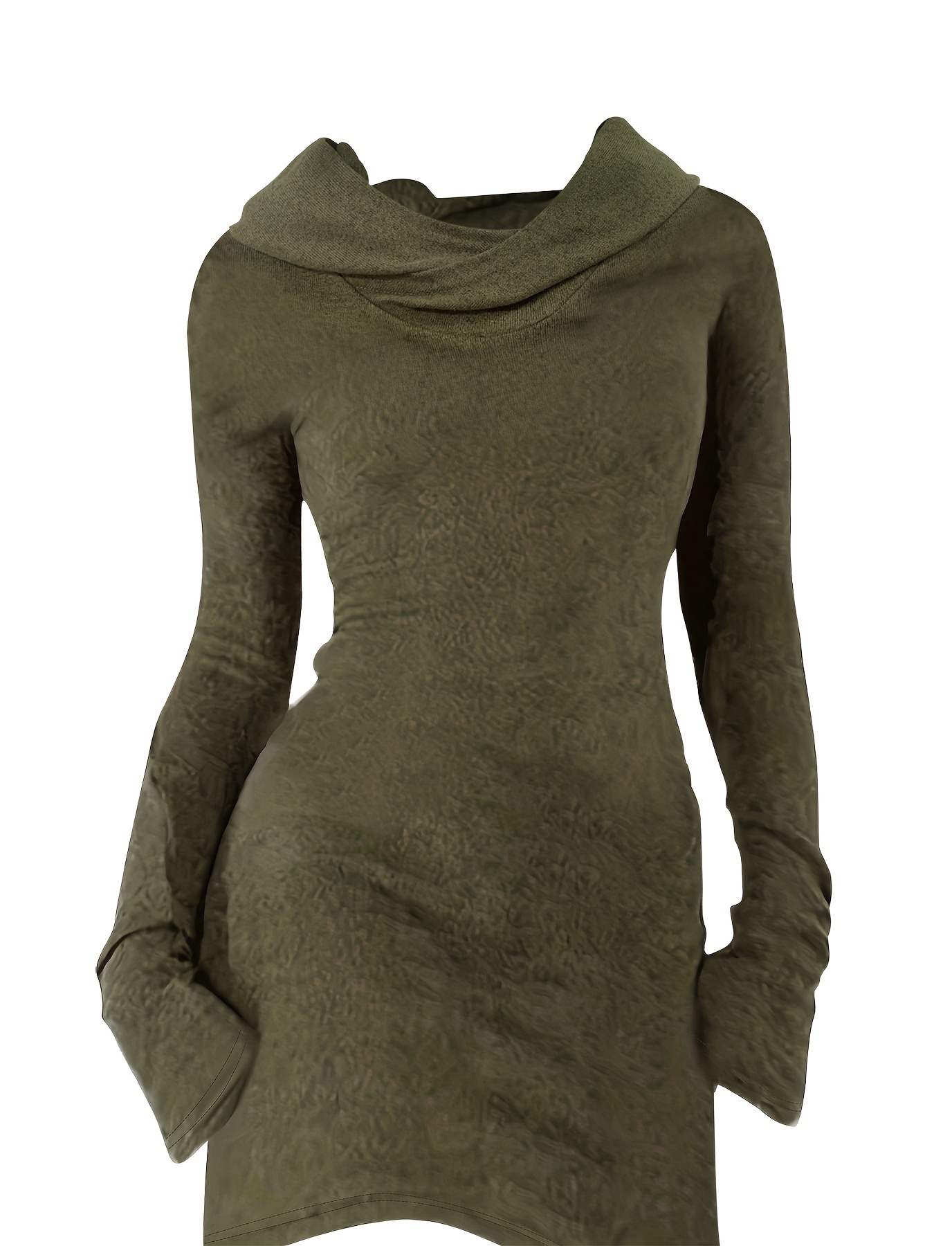 Solid Hooded Dress Casual Long Sleeve Versatile Dress - Temu