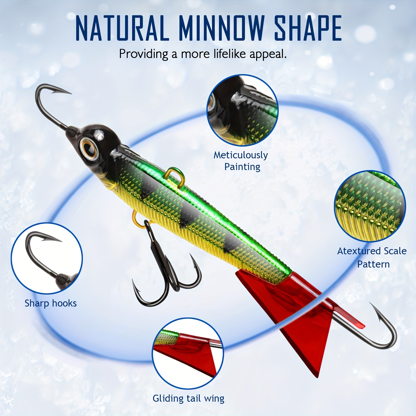 Ice Fishing Jigs Kit Ice Fishing Lures Glide Tail - Temu