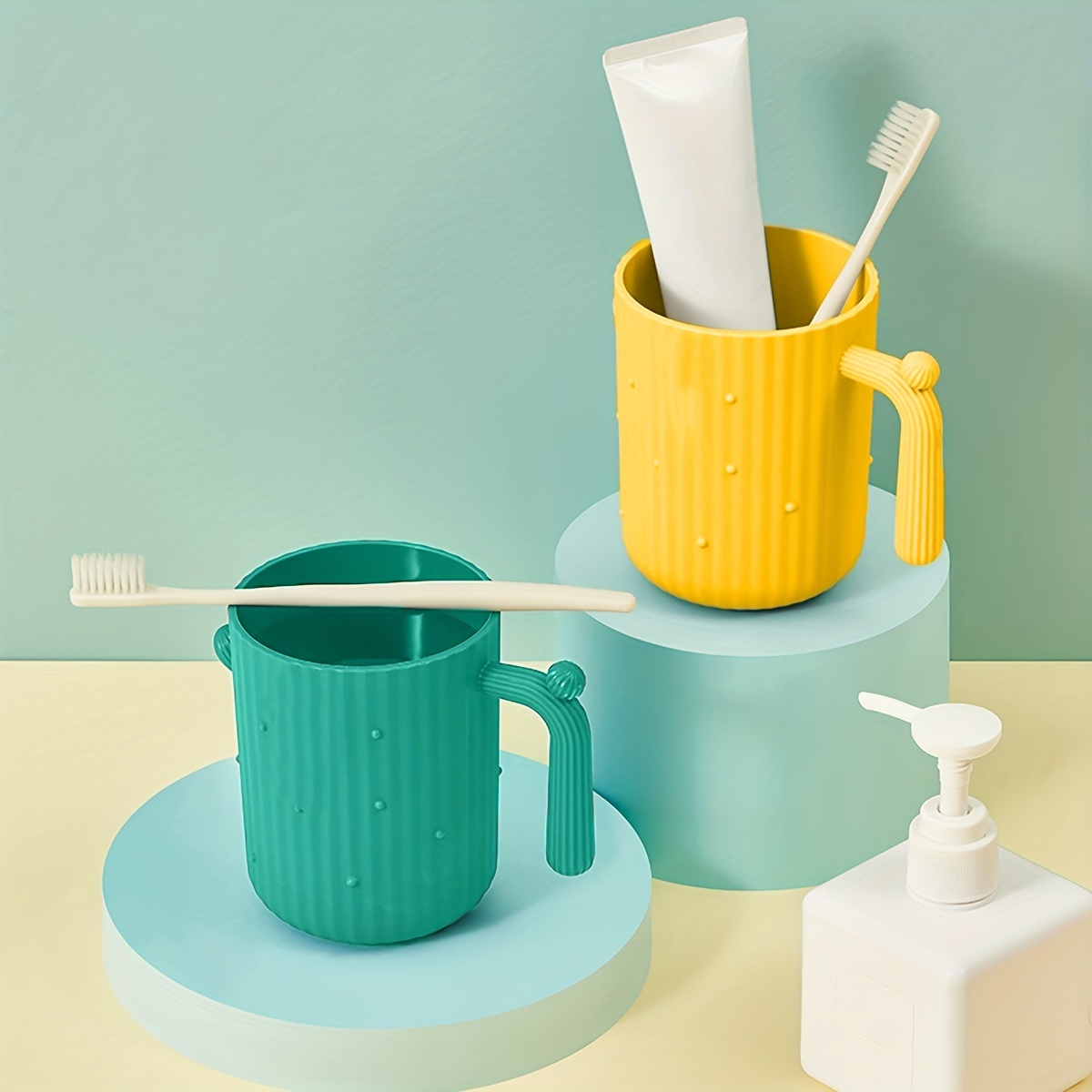 Cactus Mouthwash Cup Bathroom Tumbler Gargling Toothbrushing Solid Unique Decor
