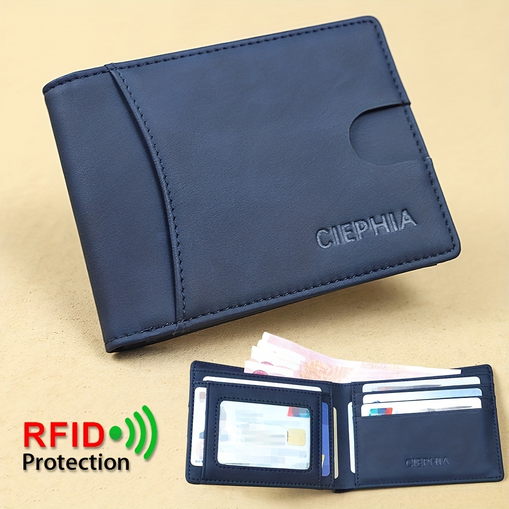Ultra Slim Genuine Leather Card Holder Wallet For Men Thin Folding Bank  Credit Card Holder Small Mens Wallet Rfid Id Cardholder