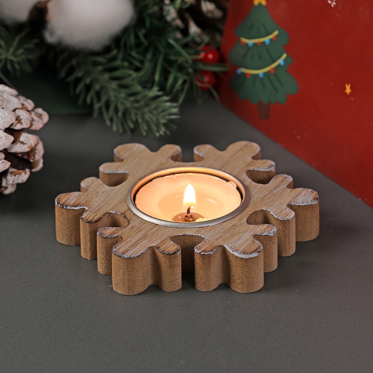 Wooden Candle Holder,Hollowed-out Heart Wood Tealight Candles Holders,  Romantic Decorative Heart Pedestal Candle Holder Ornament for Girlfriend  Valentine'Day Gifts Home Holiday Festival Decoration 