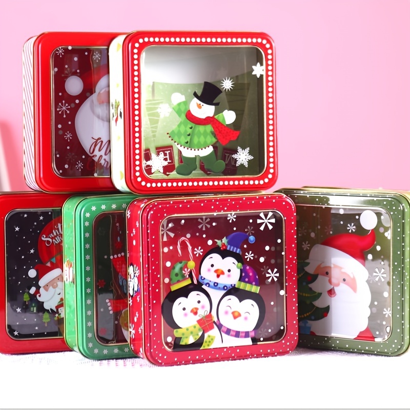 Square Embossed Christmas Tin with Lid, Small