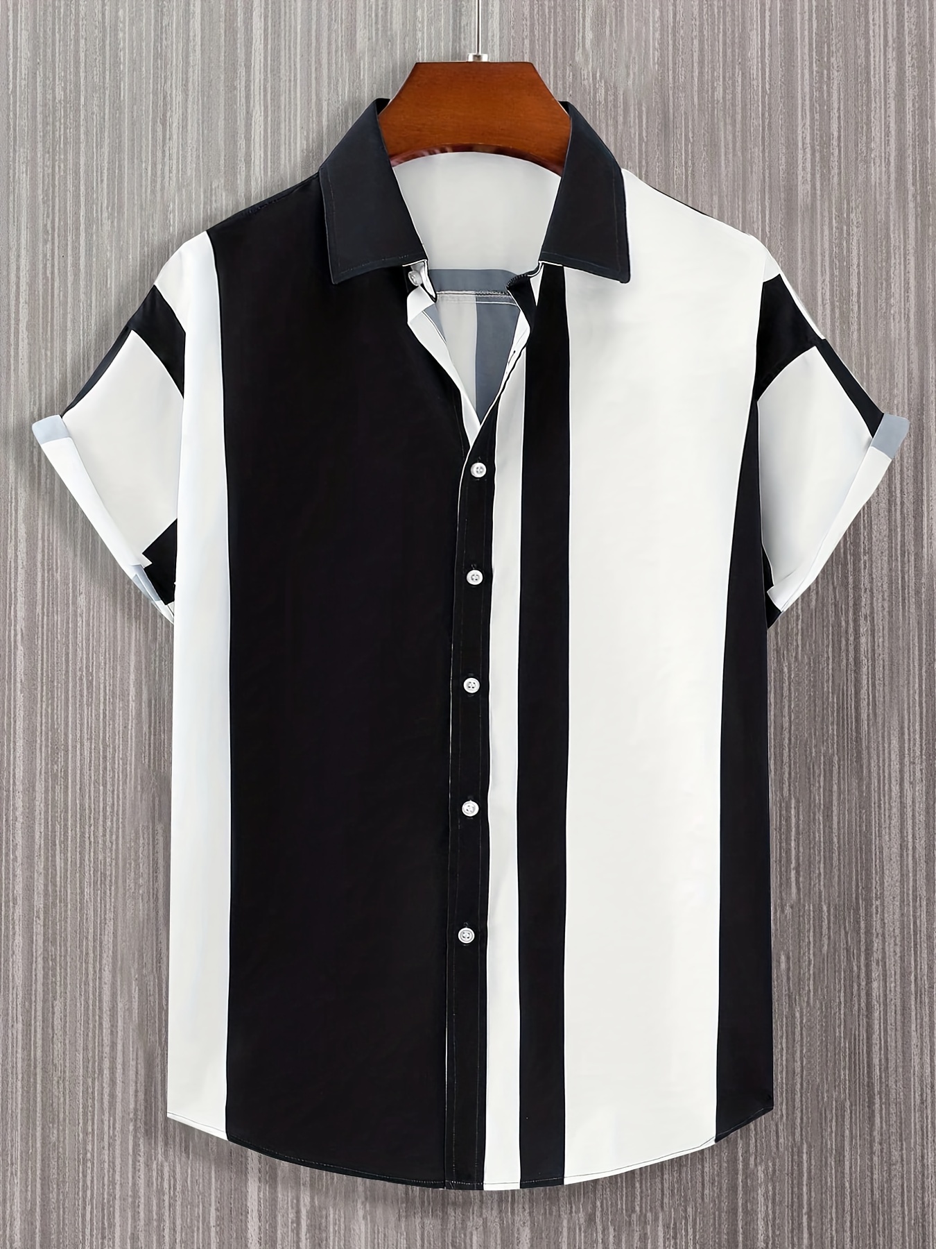  ZDFER - Camisas de vestir para hombre, con estampado de rayas,  casual, solapa, un solo botonado, playa, vacaciones, al aire libre, camisa