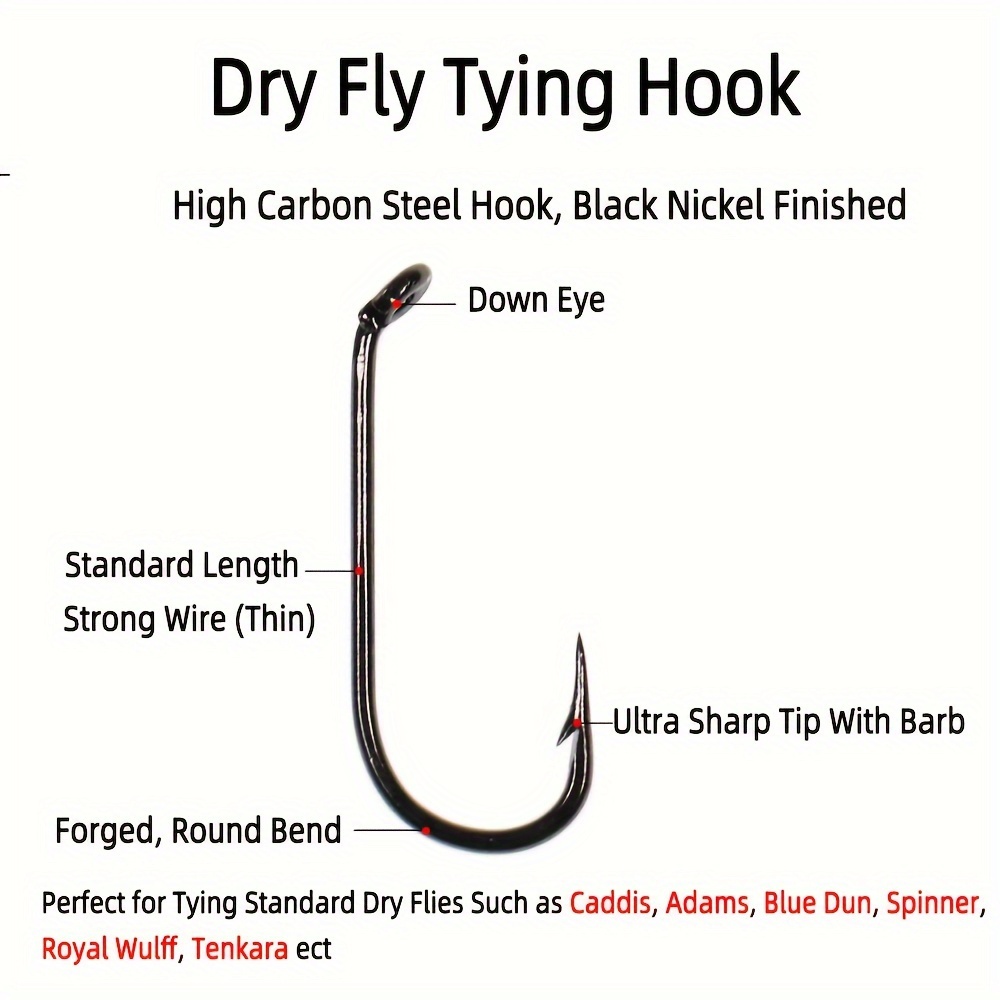 Fishing Hooks 50 Pcs High Carbon Steel Fly Fishing Hooks 8#~22