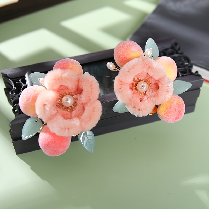 Girls Cute Plush Hanfu Hair Clips Elegant - Temu