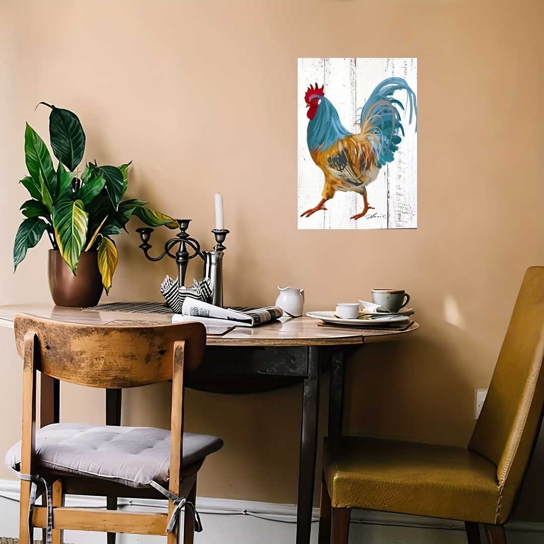 Arte de pared de decoración de cocina de gallo: decoración de pared vintage  de granja de gallo, fotos de gallo para cocina, imágenes de granja dorada