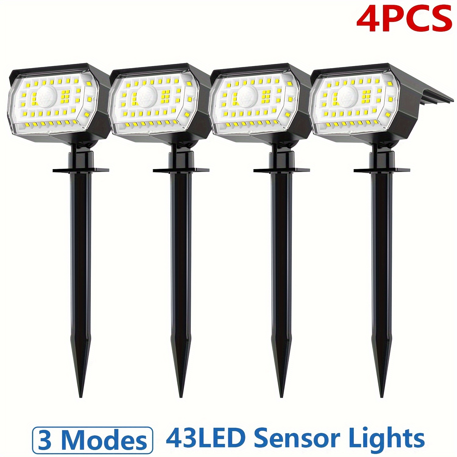 Image of 1/2/4/6 Pack Solar Spot Lights Outdoor, Ip65, 43 Led Motion Sensor Solar Outdoor Lights 3 Lighting , Solar Spotlights Outdoor Lawn Lamp For Outdoor Yard Garden Lawn Patio