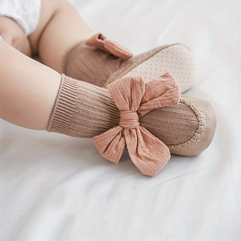 

Baby Girls Soft Warm Flower Decoration Sock Shoes, Indoor Anti-slip Socks For Spring, Autumn Winter
