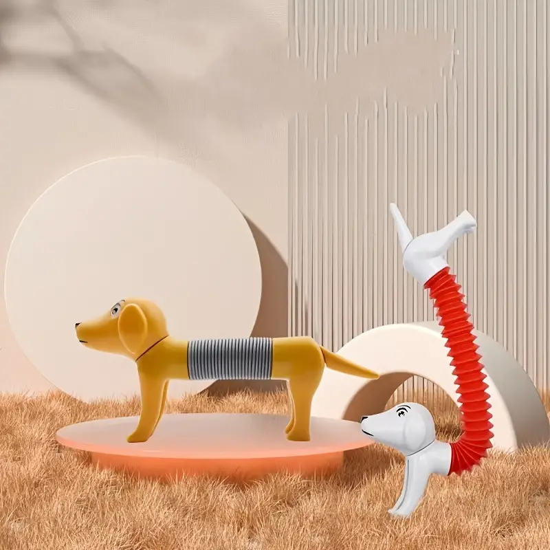 Novelty Spring Dog Pop Tubes Sensory Toy, Stress Relieve Bellows