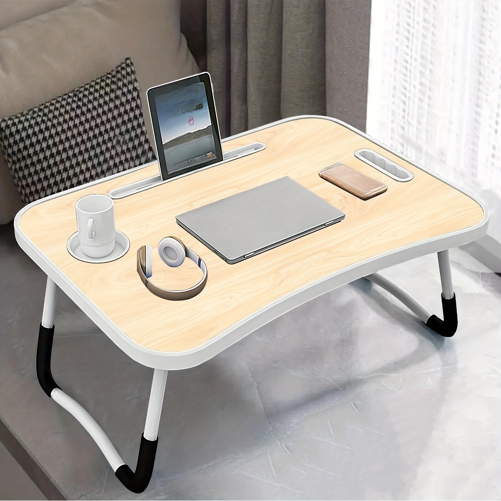 Portable Folding Laptop Stand Holder Study Table Lapdesk Wooden Foldable  Computer Desk for TV Bed Sofa