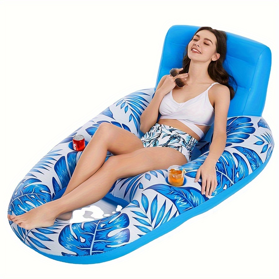 Silla Flotante Inflable Reclinable Con Portavasos – Para Piscina, Playa O Jardín, Capacidad 110 Kg, Color Surtido