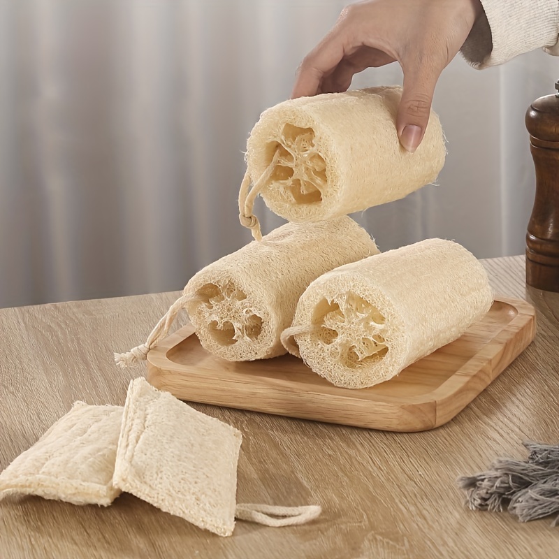 

2pcs Natural Loofah Sponge Towels: Exfoliating Scrub For Shower Gel, Body Massage, Dishwashing & More!