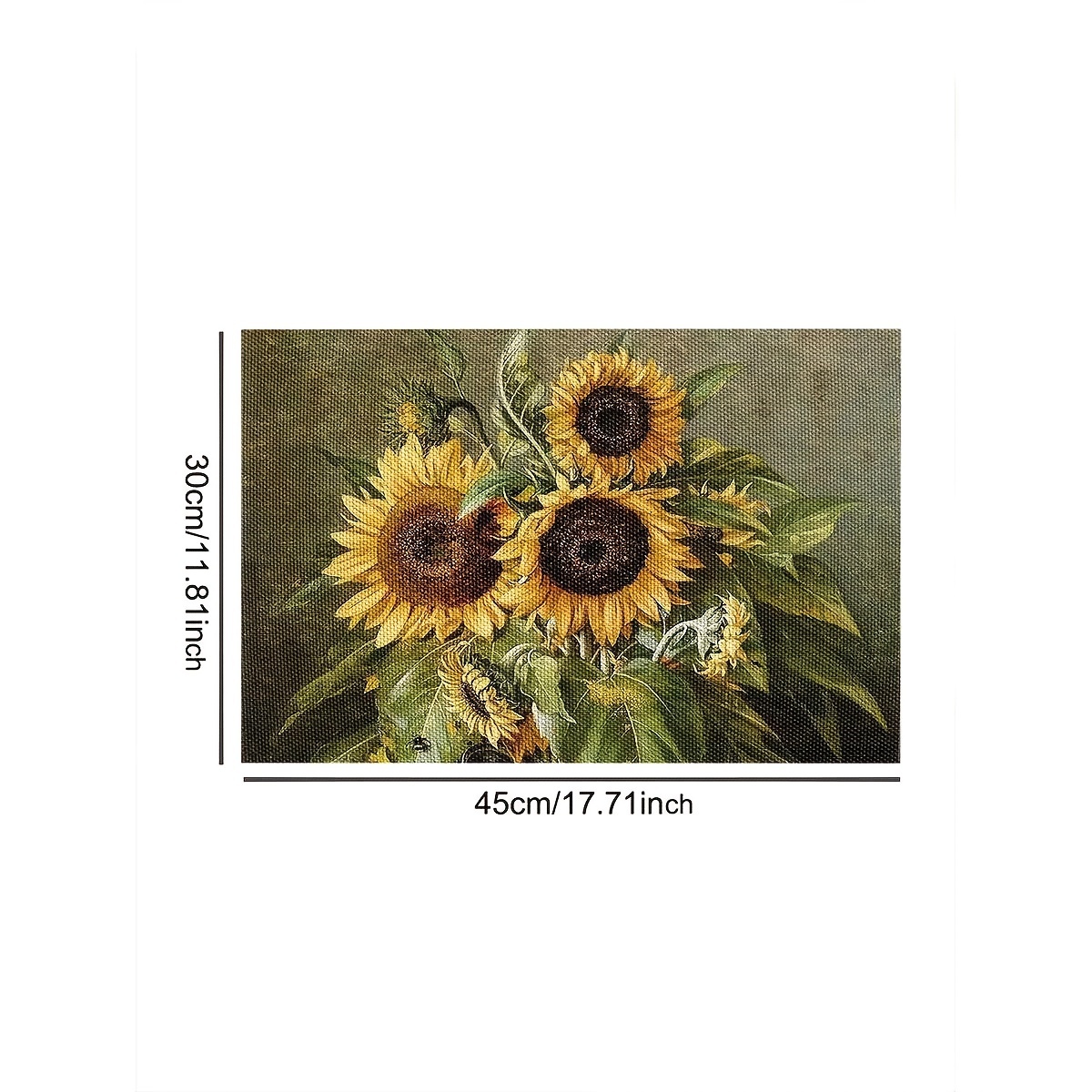 1pc Pvc Placemat Oil Painting Style Sunflower Pattern Placemat