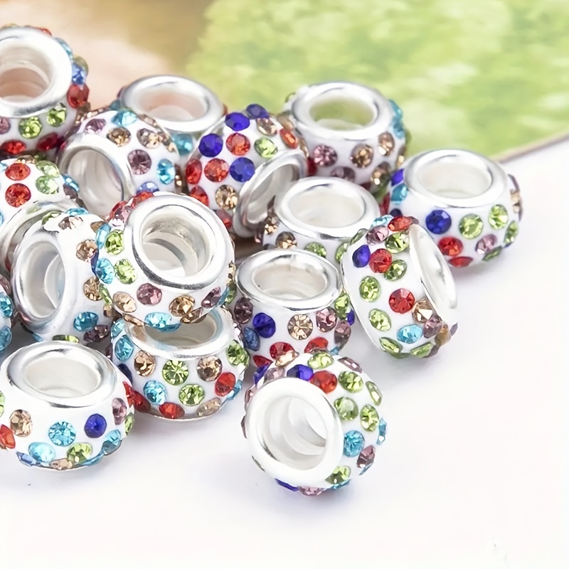 Large Hole Bead 4 Row Rhinestone Spacer Beads Mixed Color - Temu