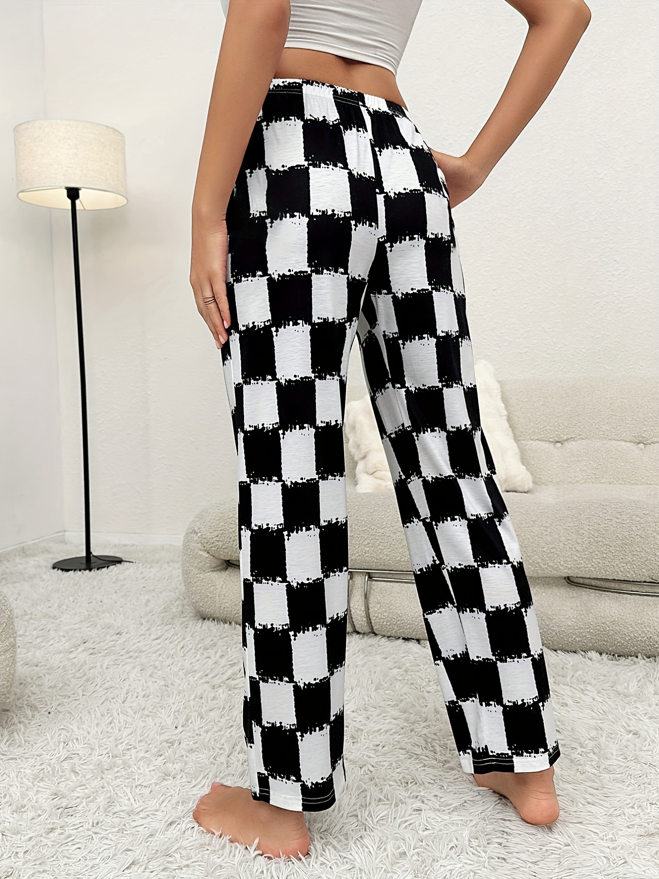 Rocket Super Comfy Pajama Pants Black & White Grid