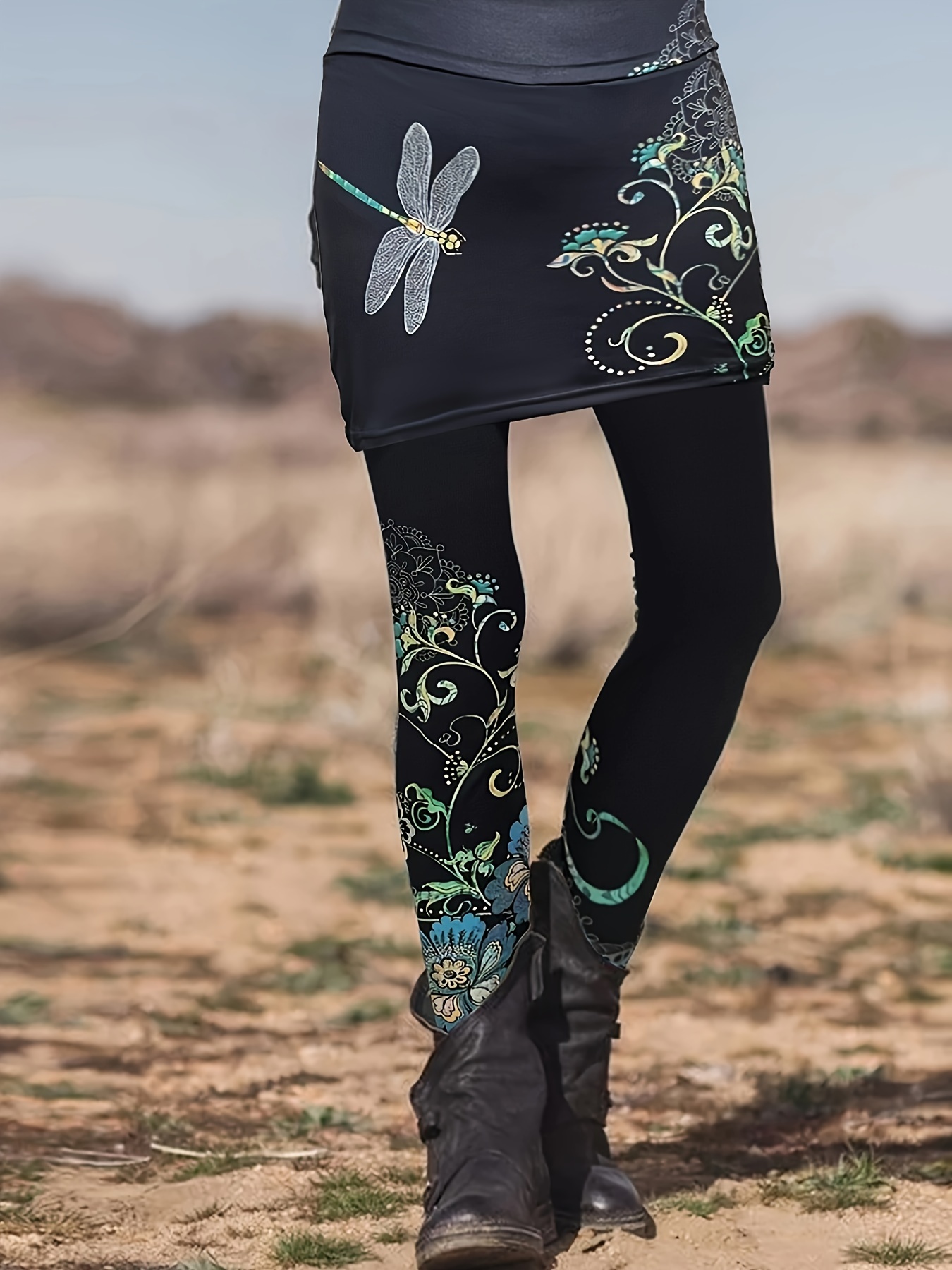 Paisley Print Skinny Leggings Casual High Waist Leggings - Temu Canada