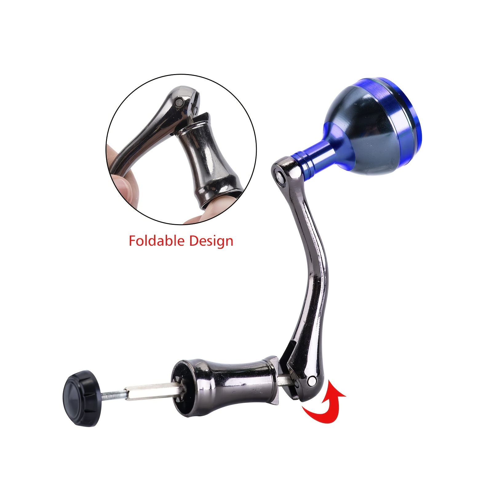 * Blue Spinning Reel Handle - Metal Replacement Handle with Round Power  Knob - Available in 3 Sizes (S/M/L) - Improved Grip and Control for Smoot