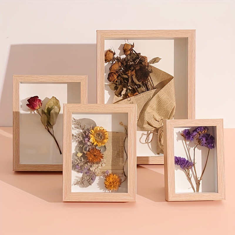 Handmade Log Color Dried Flower Photo Frame With Butterfly - Temu United  Arab Emirates