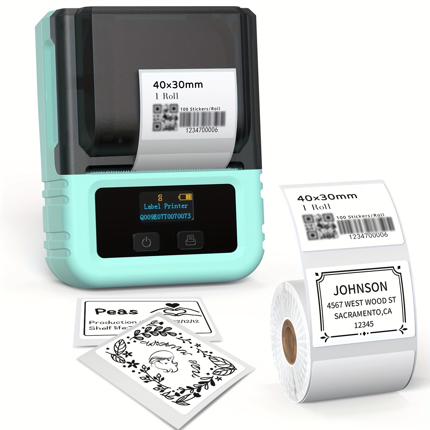 Etikettendrucker, Monochrom, Mini Drucker für Smartphone,PeriPage