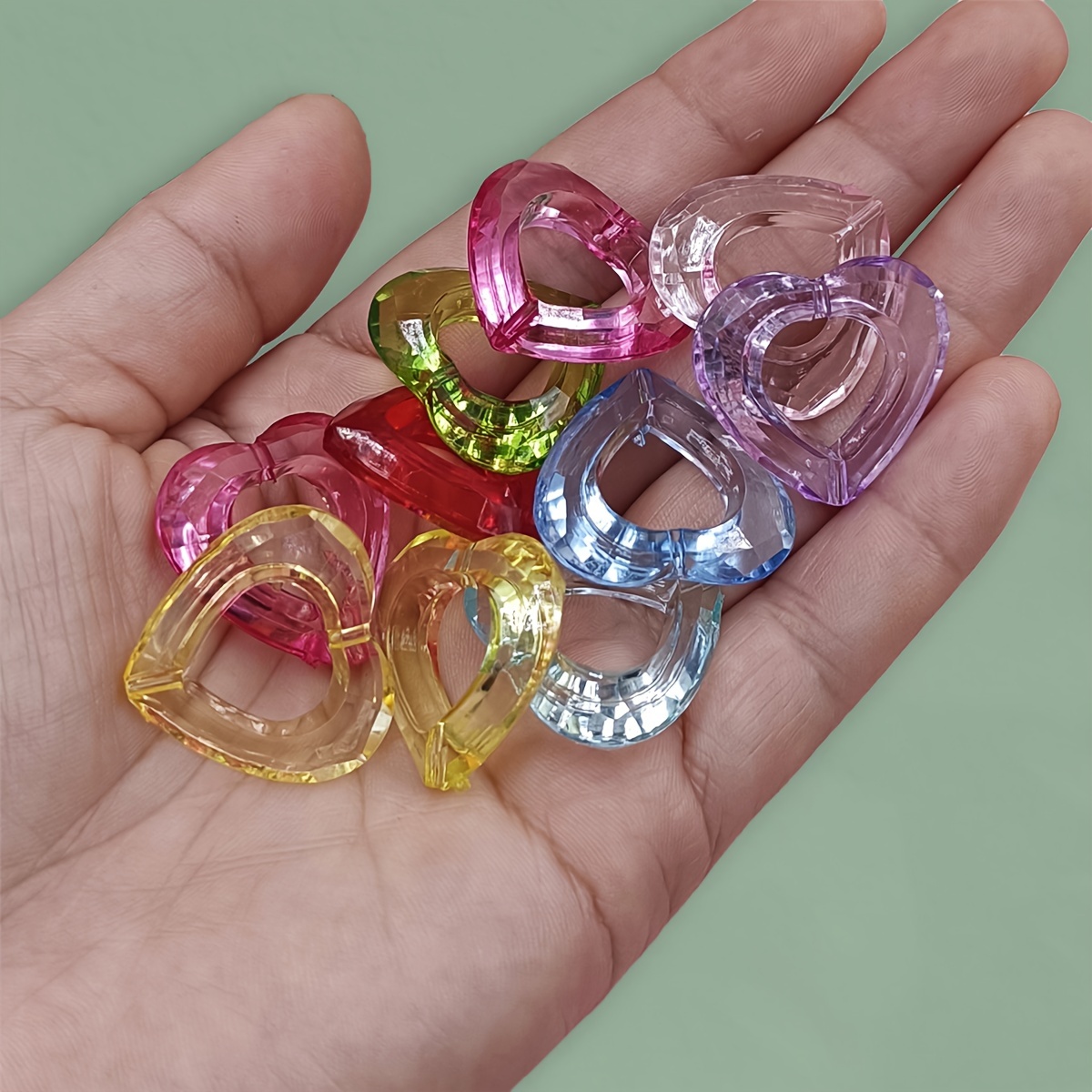 About Mixed Color Love Heart Pattern Acrylic Round Beads For - Temu
