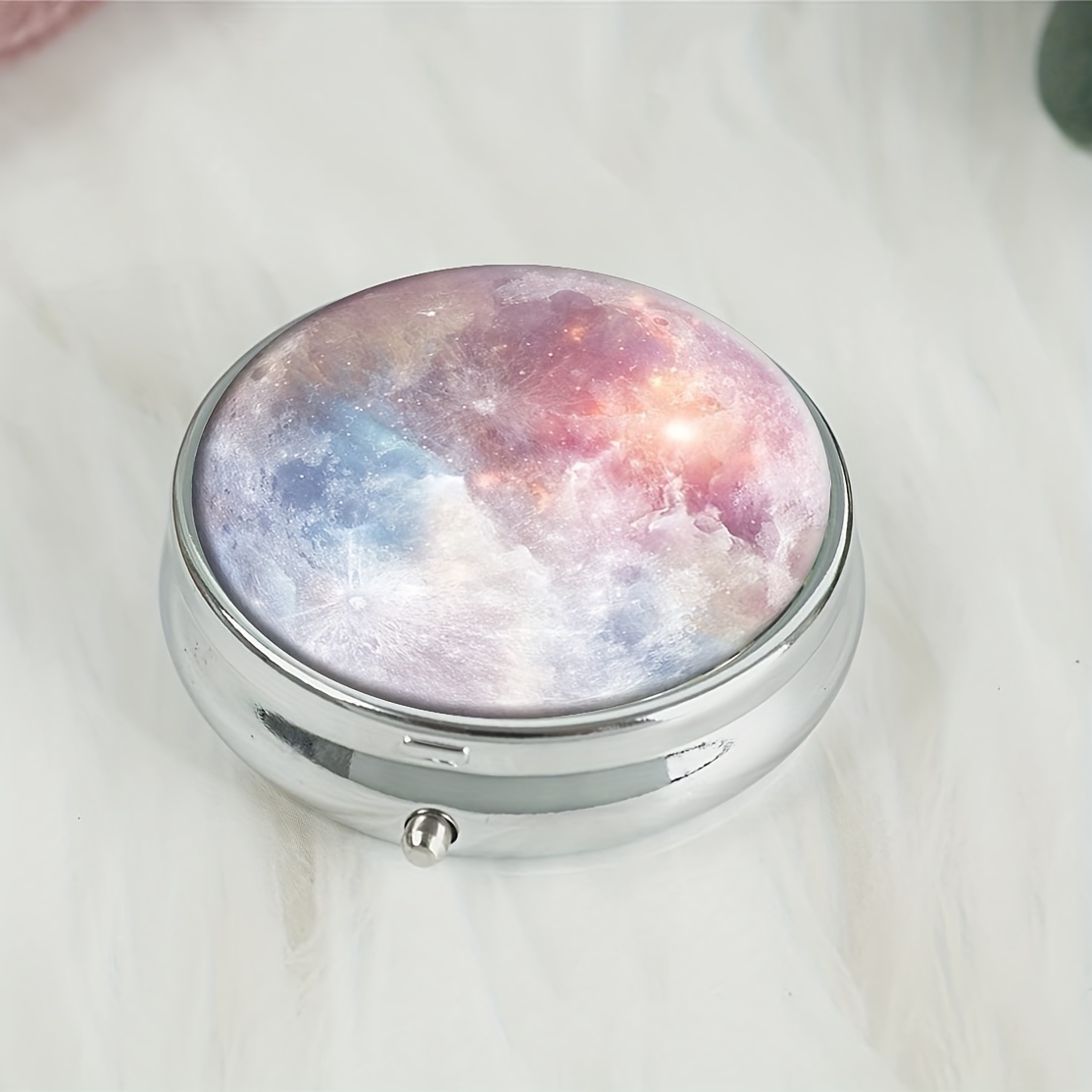 Galaxy Moon Marble Round Pill Box, 3 Compartment Mini Decorative Pocket  Purse Portable Travel Medicine Tablet Vitamin Holder Organizer Pill Case -  Temu Australia