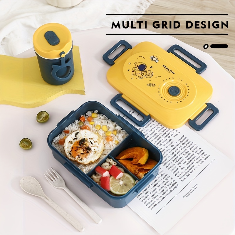 Lunch Container Good Sealing Compartment Large Capacity with Tableware 3  Layers Multiple Grid Lunch Food Box Daily Use