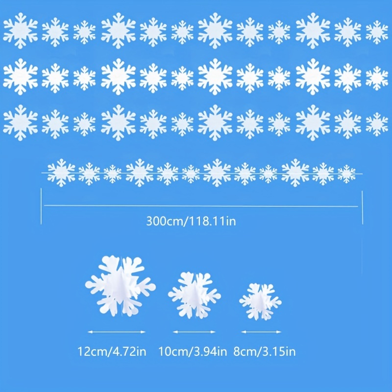 12pcs Snowflake Flower String & 6pcs Glittery White Snowflakes, Winter  Christmas Hanging Snowflake Ornaments, Christmas Winter Holiday New Year  Party