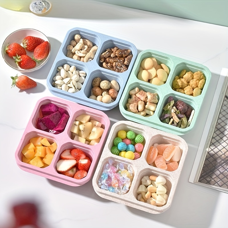 Wheat Straw Snack Container, Lunch Container, Reusable Pre Meal Snack  Containers, Square Divided Bento Box, Leakproof Food Container, Snack Boxes  For Preschool, Work, And Travel - Temu