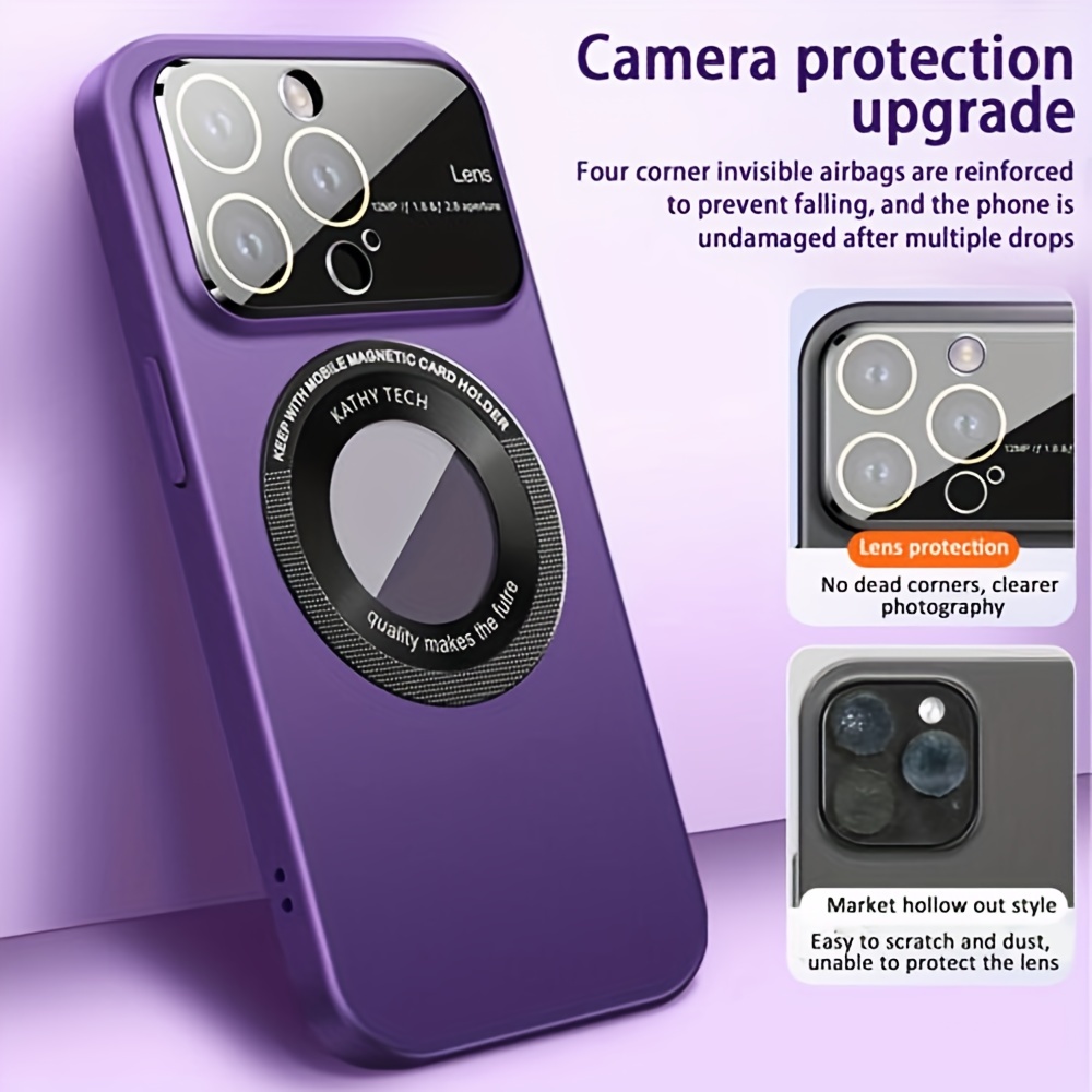 Funda para iPhone 14 Pro Max, magnética compatible con MagSafe, protector  de cámara de lente de vidrio, carcasa rígida de lujo para iPhone 14 Pro  Max