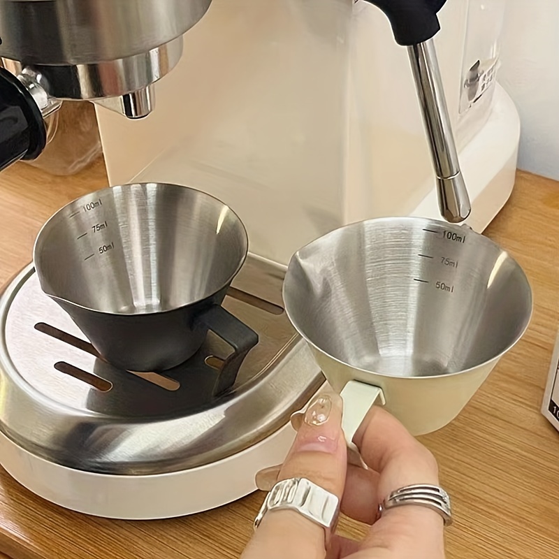 Stainless Steel Espresso Cup With Scale Ergonomic Handle - Temu