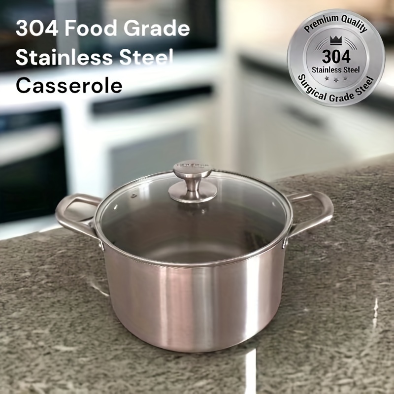 8 Qt Food Grade 304 Stainless Steel Casserole Stock Pot - Temu