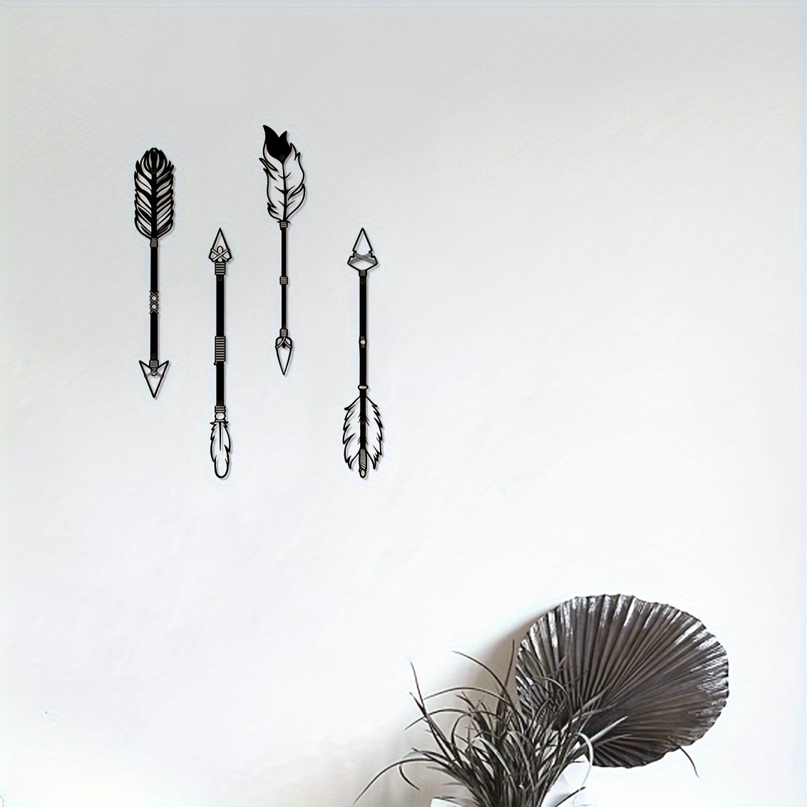 Feathered Arrow Metal Wall Art Black Hollow Sculptural Wall - Temu