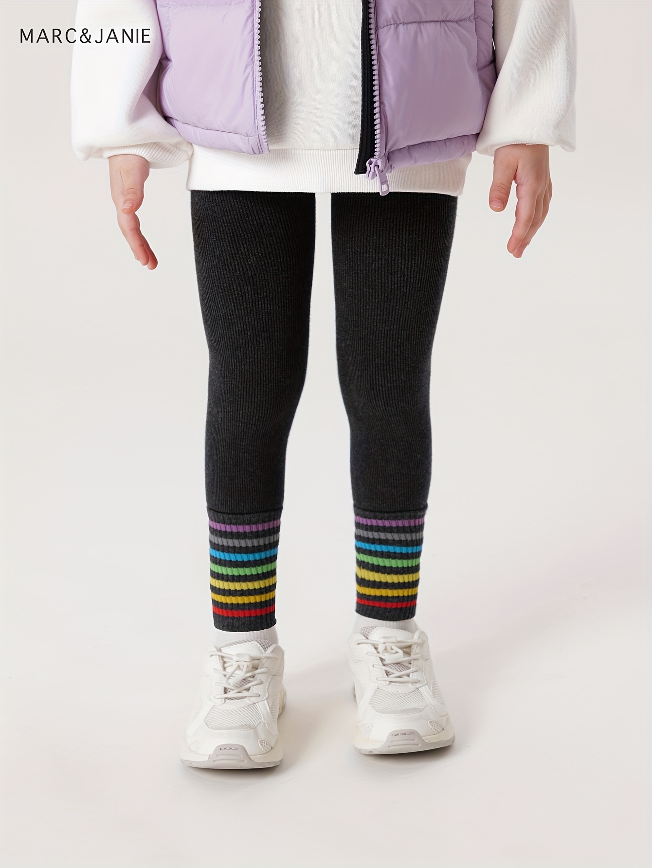 Marc janie Girls Rainbow Striped Warm Thermal Lined Leggings - Temu
