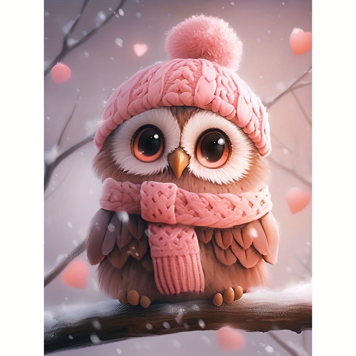 

1pc Owl With A Pink Hat Diamond Painting Kits, 5d Diy Diamond Art Kits, Round Full Rhinestones With Accessories, Adult Art Painting For Home Wall Decor Gifts, 30×40cm/11.8×15.8inch