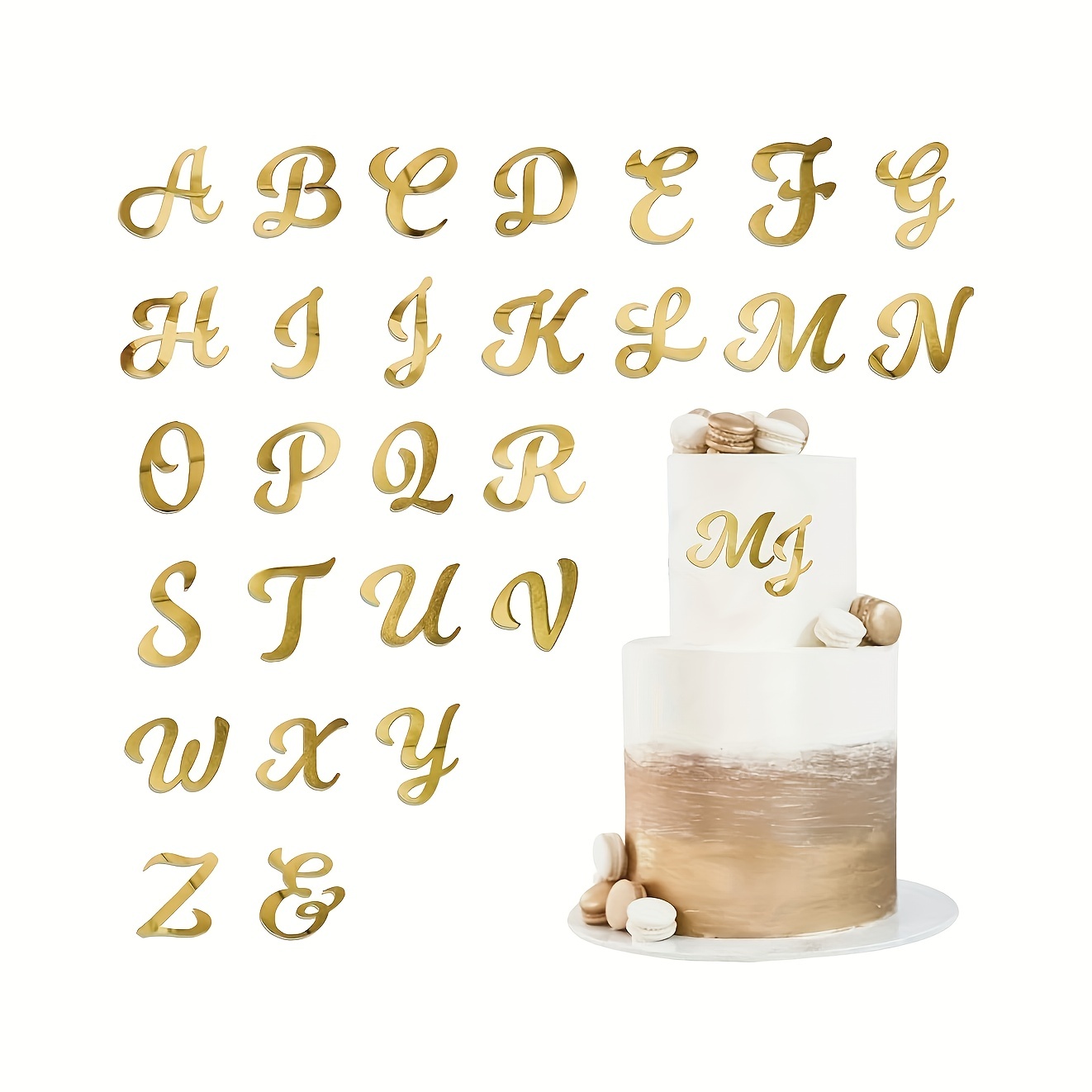 Décoration de gâteau de mariage Alphabet anglais A à Z initiales