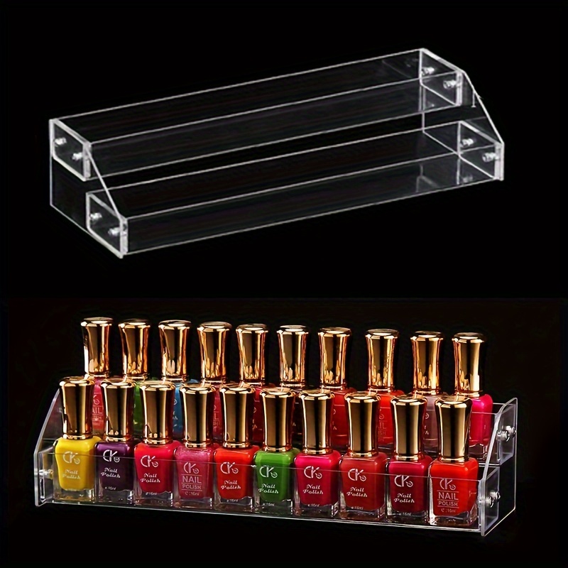 Organizador de esmaltes de uñas de plástico acrílico transparente de 5  niveles, soporte para lápiz labial, soportes de exhibición de aceites