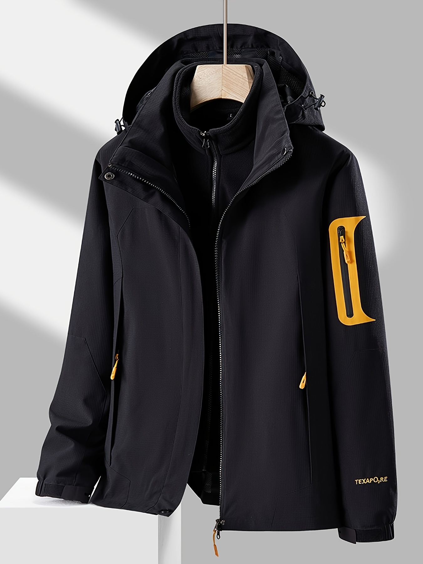 mens detachable hooded thick jacket outdoor casual windproof warm jacket for autumn and winter