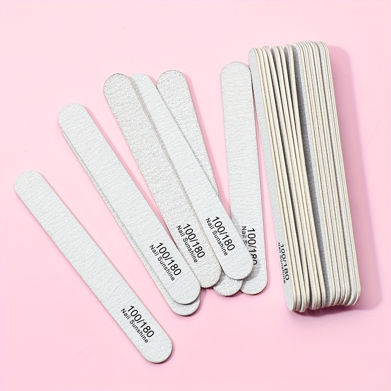

50 Pcs Professional Double-sided Sandpaper Wood Nail Files - 100/180 Grit Emery Board For Manicure And Nail Art - Perfect For Smoothing And Polishing Wooden Nails