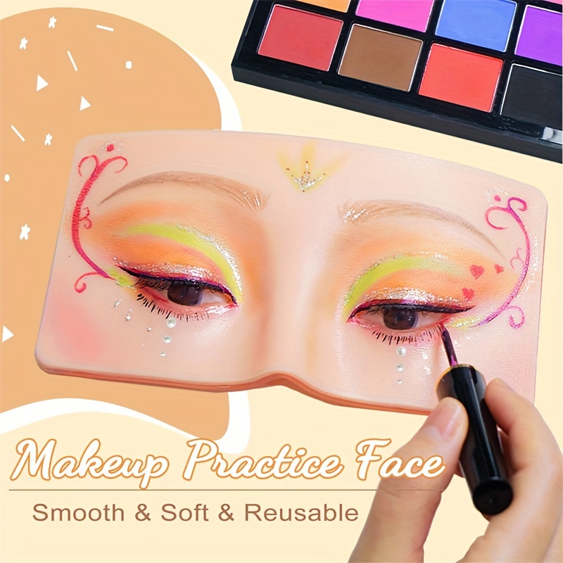 Makeup Practice face Eye Makeup Silicone Makeup Practice Board Realistic  Face