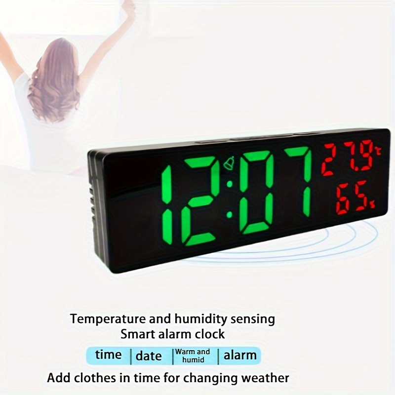 1pc LED Digital Wecker, Feuchtigkeit Temperatur Uhr Für Schlafzimmer Tisch  Digital Snooze Thermometer, USB-Kabel / Batteriebetrieb