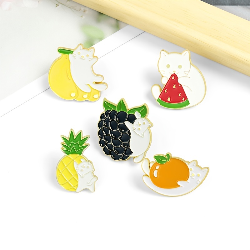 Sweet Strawberry Enamel Pins Set Cartoon Fruit Rabbit Cat Lapel
