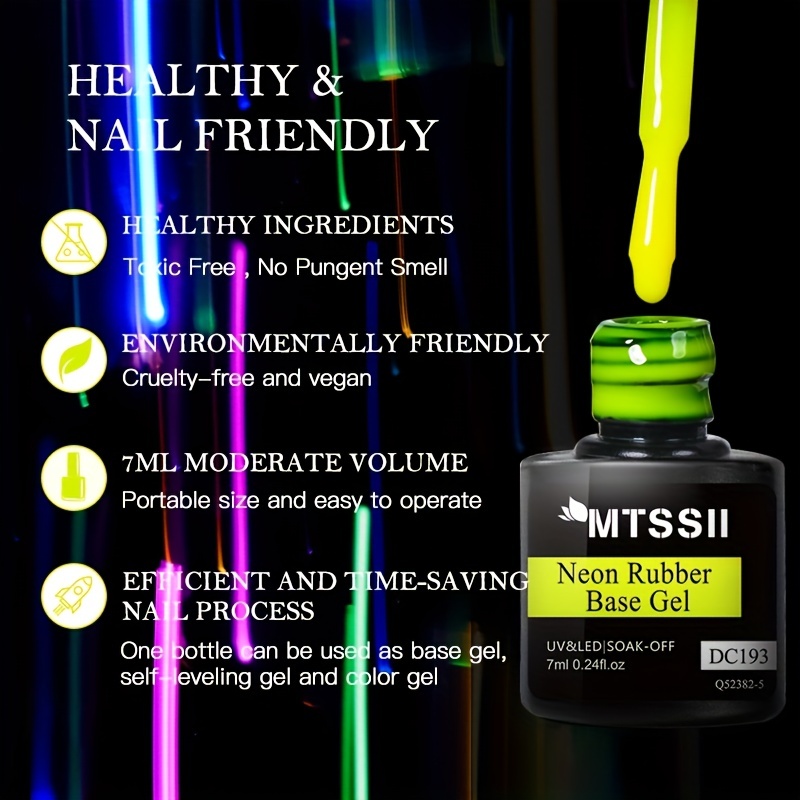 MTSSII 7ml Neon Rubber Base Gel Color Nail Gel Bright Color Varnish Nail  Polish