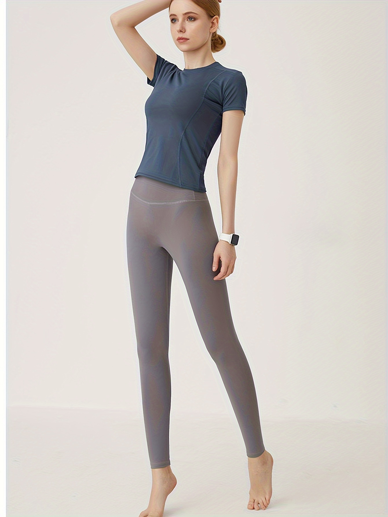 Ladies Workout Leggings, Pebble Grey