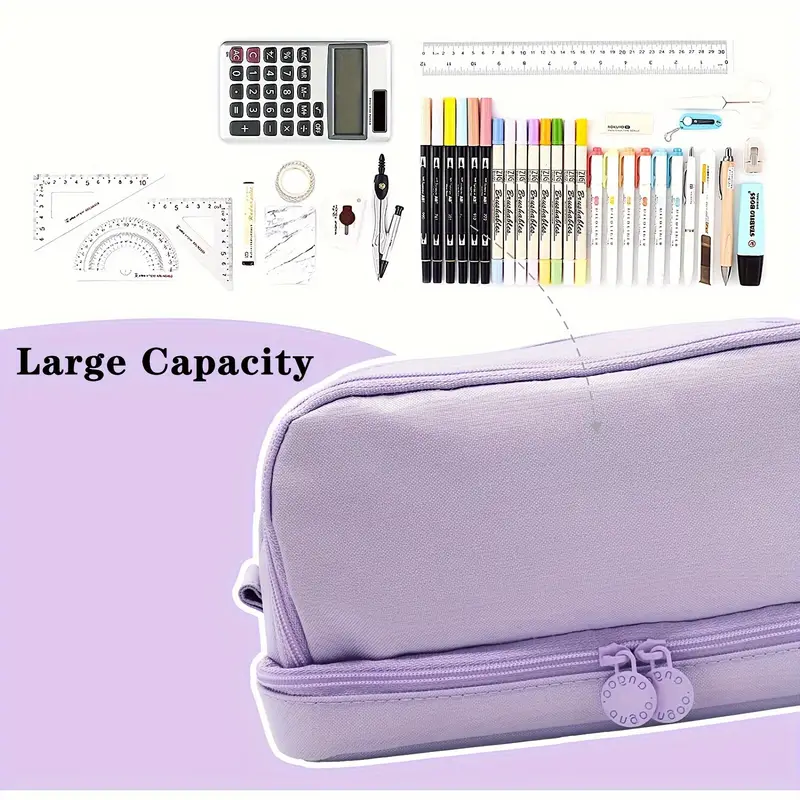 Large Capacity Pen Pencil Case With 4 Compartments Multi - Temu